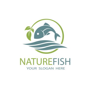 Beyaz zemin üzerinde izole dalgalar ile doğa balık simgesi