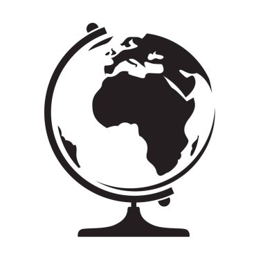 Beyaz arkaplanda siyah dünya simgesi izole edildi