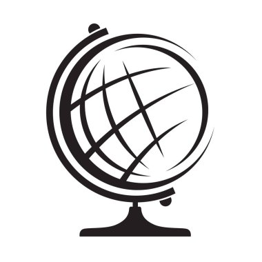 Beyaz arkaplanda siyah dünya simgesi izole edildi