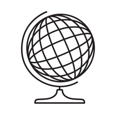 Beyaz arkaplanda siyah dünya simgesi izole edildi