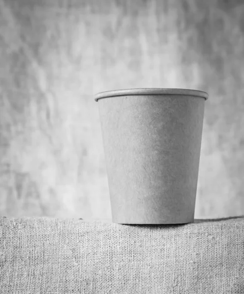 Paper Cup Hemp Tablecloth Black White — Stock Photo, Image