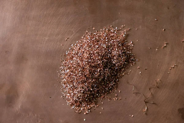 Copper Shavings Copper Sheet Surface Top View — Stock Photo, Image