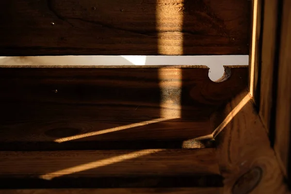 Burnt Wood Planks Wooden Box Decor Sunlight Shadow — Stock Photo, Image