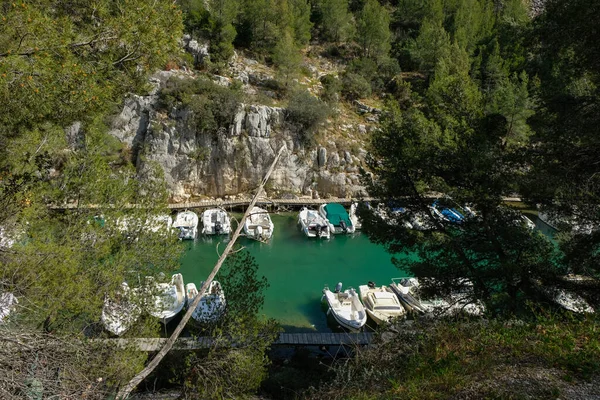 Cassis Provence France March 2023 Yachts Calanques Wooden Bridge Mediterranean — Stock Photo, Image