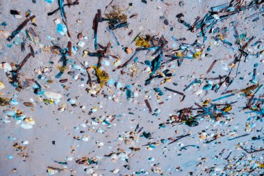 Deniz çakıl taşları ve alg arka planı. Rengi değişti. Beklenmedik bir açı. Boşluğu kopyala.