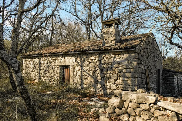 Old Abandoned House Barn Forest Village Typical Provence Construction Chimney — Stock Photo, Image