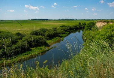 Ukrayna 'daki pitoresk Styr Nehri. Pripyat 'ın sağ kolu. Dnipro havzası. Dik, çamurlu bir sağ kıyıya ve nazik bir sol kıyıya. Sel ovaları.