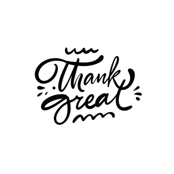 Köszönöm Nagy Kézzel Rajzolt Fekete Színű Kalligráfia Betűző Kifejezés Motivációs — Stock Vector