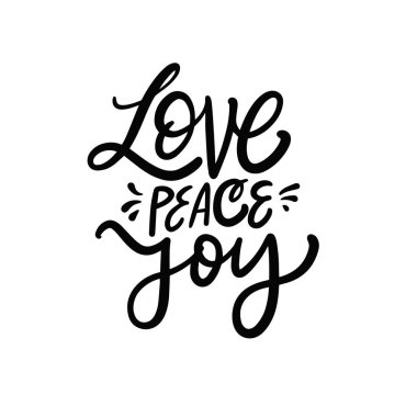 Barış sevinci kış tatili kutlaması modern fırça kaligrafi tabiri. Beyaz arkaplanda vektör harfleri izole edildi.