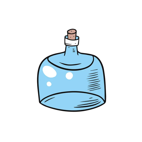 Met Hand Getekend Cartoon Stijl Pot Fles Blauwe Kleur Vector — Stockvector