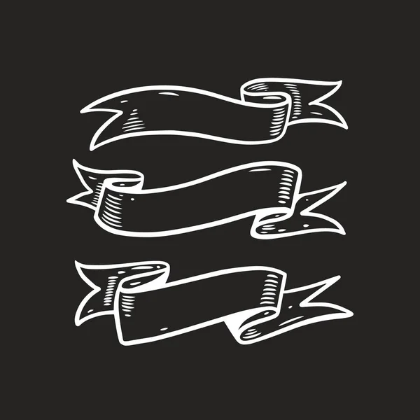 Рука Намальована Контурними Стрічками Набір Вінтажного Стилю Мистецтва Елементи Шаблону — стоковий вектор