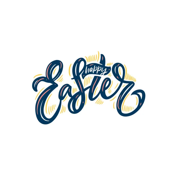 Happy Easter Mão Desenhado Caligrafia Moderna Lettering Frase Cartão Saudação — Vetor de Stock