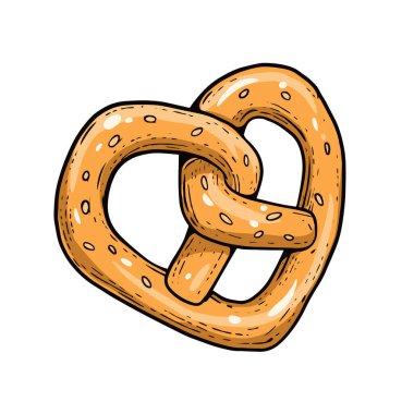 El çizimi renkli simit şirin sanat çizgi film vektör çizimi beyaz arkaplanda izole.