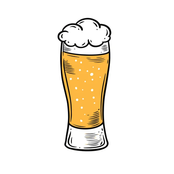 Hand Drawn Colorful Cartoon Style Beer Glass Vector Art Illustration — Vettoriale Stock