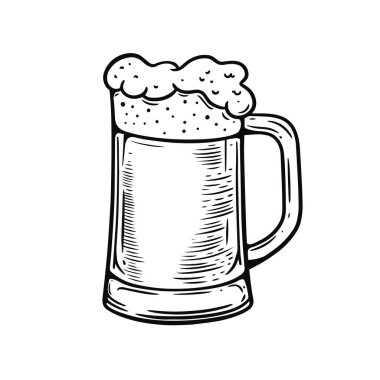 Beer glass hand drawn black color sketch style vector illustration isolated on white background.