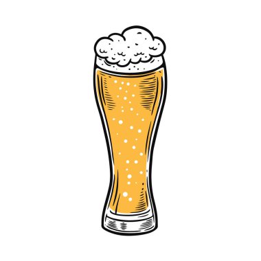 Hand drawn colorful carton sketch style beer glass vector art. 