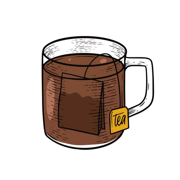 Xícara Chá Caneca Colorido Desenho Animado Estilo Vetor Ilustração Isolado — Vetor de Stock