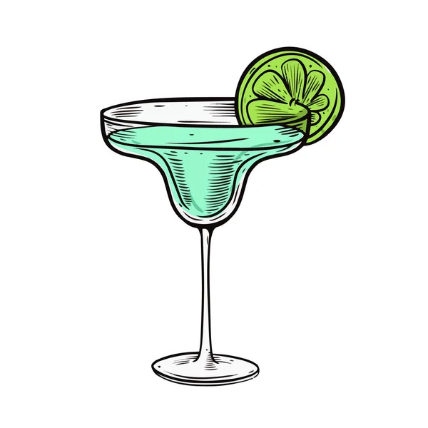 Cocktail Daiquiri Hand Getekend Kleurrijke Schets Stijl Vector Kunst Illustratie — Stockvector