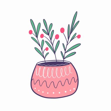 Beyaz arkaplanda izole edilmiş yeşil bitki el çizimi sanat çizgisi çizimi çizimi çizimi çizimi çizimi.