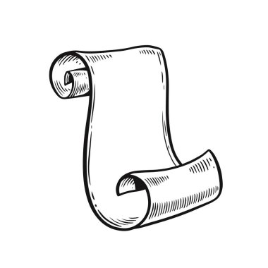 Beyaz arkaplanda izole edilmiş siyah renk kaydırma el çizimi taslak vektör sanat illüstrasyon vintage biçimi.