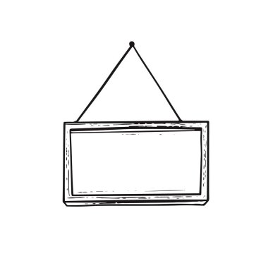 Ahşap tabela veya resim çerçevesi taslağı çizim biçimi siyah renk vektör sanatı.