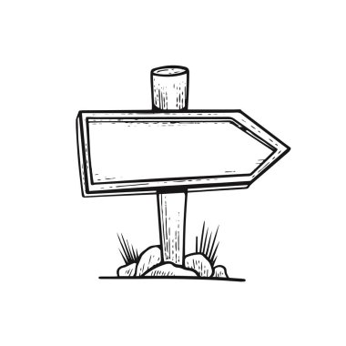 El çizimi işaret levhası eski model taslak çizimi sanat vektörü illüstrasyonu.