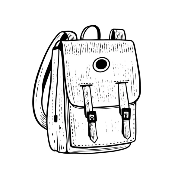 Hand Drawn Backpack Black Sketch Style Vector Illustration — Stock Vector