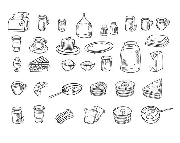 Ручные Иконки Завтрака — стоковый вектор