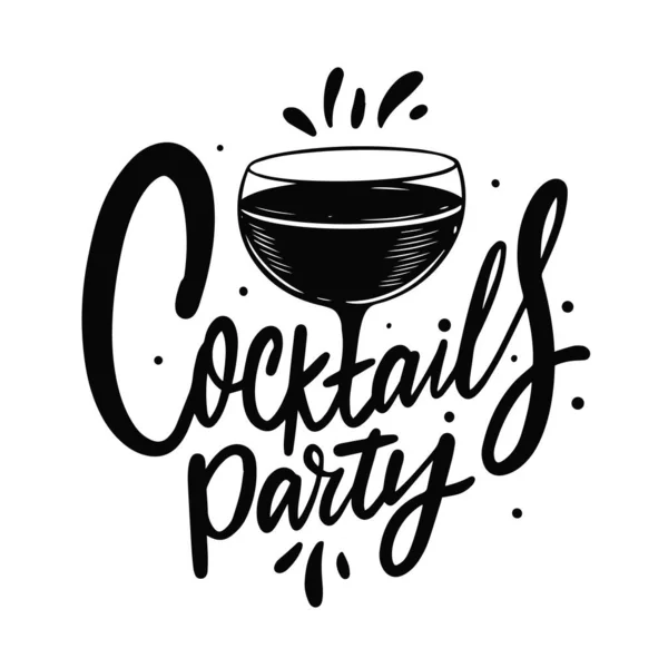 カクテルパーティー黒の色のロゴのレタリング白い背景に隔離されたテキスト — ストックベクタ
