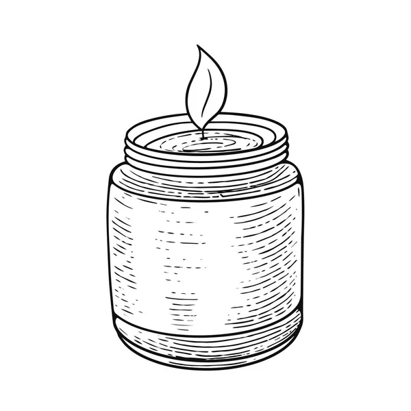 Αρωματικό Κερί Ένα Βάζο Περίγραμμα Στυλ Διάνυσμα Τέχνη Εικονογράφηση Σκίτσο — Διανυσματικό Αρχείο