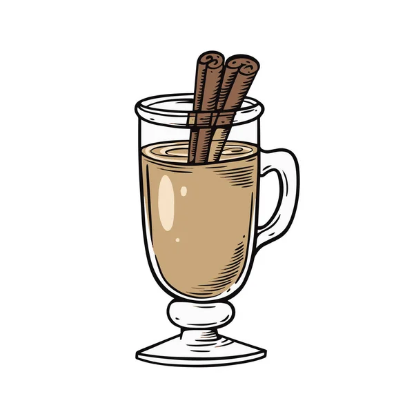 Boire Cocktail Couleur Cannelle Dessiné Main Dans Illustration Vectorielle Style — Image vectorielle