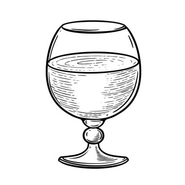 Cam vektör çiziminde siyah renkli çizim işareti kokteyli düz resim çizimi. Beyaz arkaplanda izole.