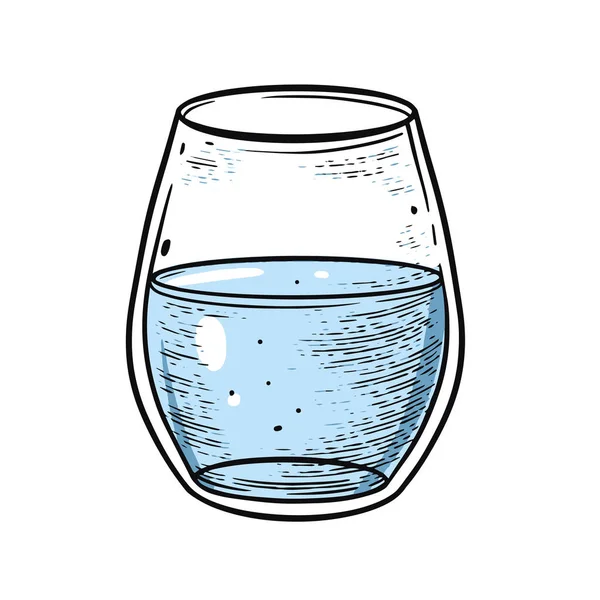 Вода Прозрачном Стеклянном Рисунке Ручной Работы Векторной Иллюстрации Изолированный Белом — стоковый вектор