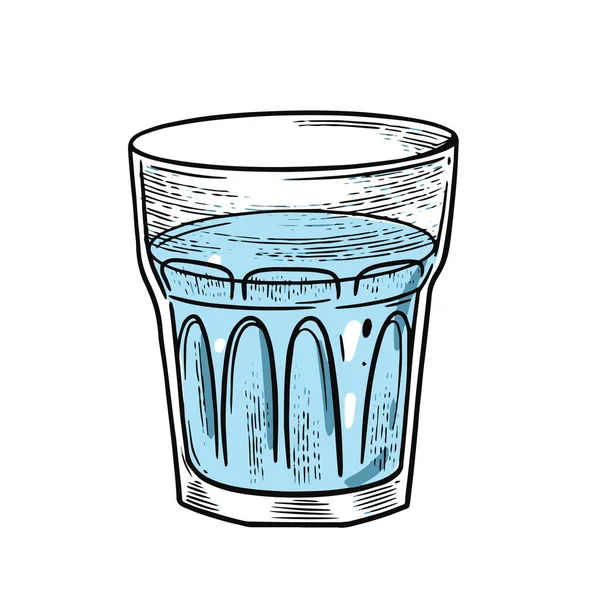 Drink Water Glass Hand Drawn Line Art Sketch Flat Art — Stock Vector