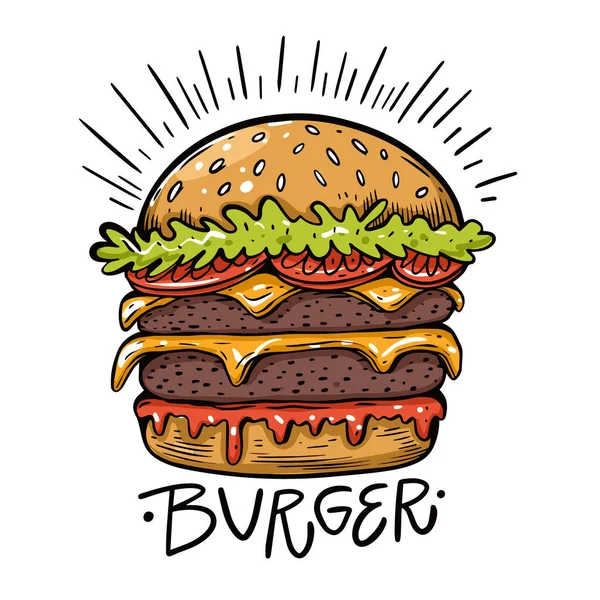 Bunte Burger Zeichen Vektor Art Illustration Isoliert Auf Weißem Hintergrund — Stockvektor