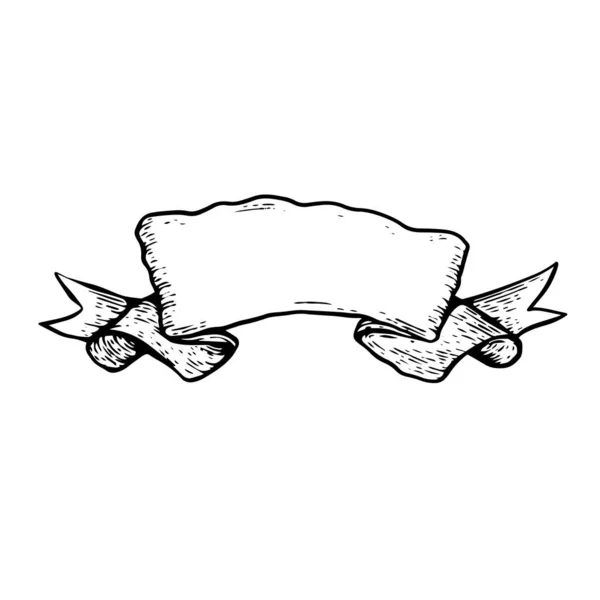 Ручна Намальована Лінія Художньої Стрічки Стиль Гравюри Векторна Ілюстрація Мистецтва — стоковий вектор