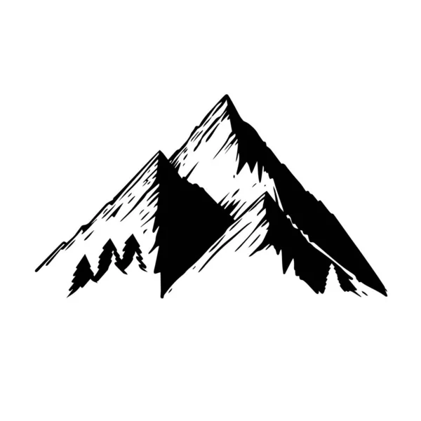 Логотип Гірського Чорного Кольору Векторна Художня Ескізна Ілюстрація Ізольовані Білому — стоковий вектор