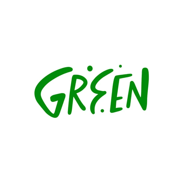 グリーンサイン エコレターワード グリーンカラーベクタータイポグラフィー 白い背景に隔離される — ストックベクタ
