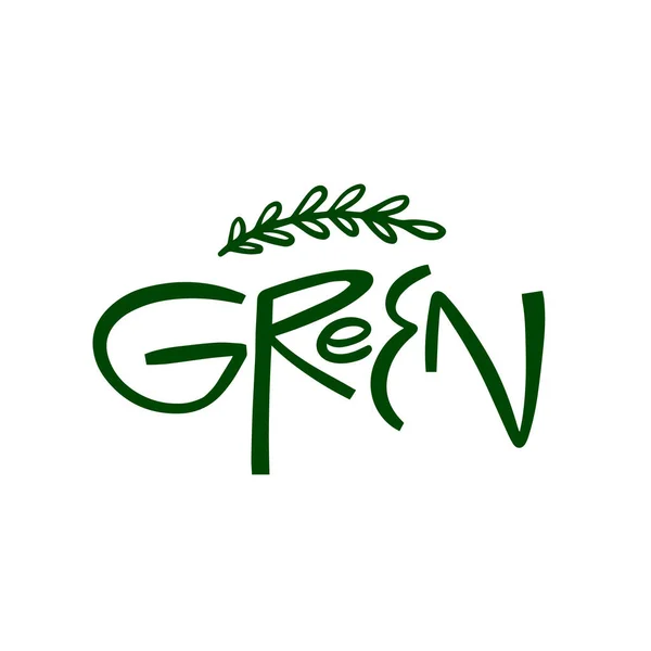 Grünes Textwort Zeichen Vektor Typografie Kunst Isoliert Auf Weißem Hintergrund — Stockvektor