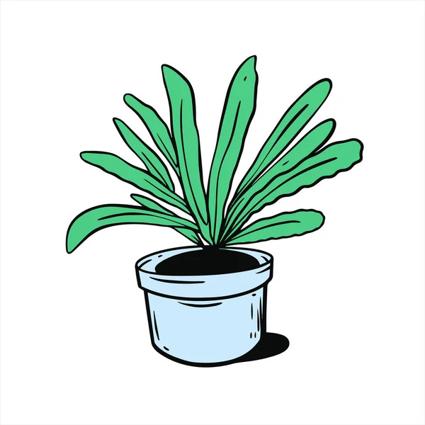 Зеленый Цвет Растения Горшке Элемент Домашнего Декора Векторная Иллюстрация Плоского — стоковый вектор
