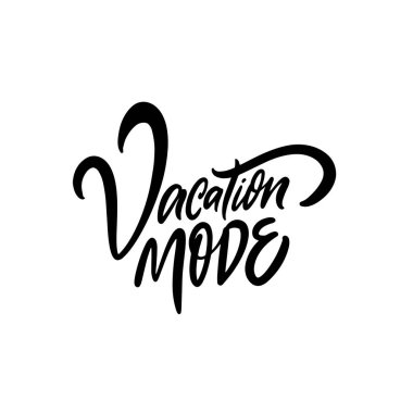 Tatil Kipi, siyah renkli el yazısı. Yaz tatili mesaj vektör sanatı. Beyaz arkaplanda izole.