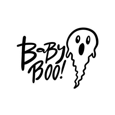 Bebek bakışı ve hayalet işareti çizimi. El çizimi vektör sanatı. Beyaz arkaplanda izole.