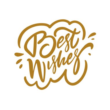 En iyi dilekler tabiri. El yazısıyla yazılmış altın renkli harfler. Vektör sanatı beyaz arkaplanda izole edildi.