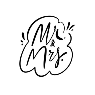 El çizimi senaryo, Bay ve Bayan Harfli Metin. Siyah renk vektör sanatı beyaz arkaplanda izole edildi.