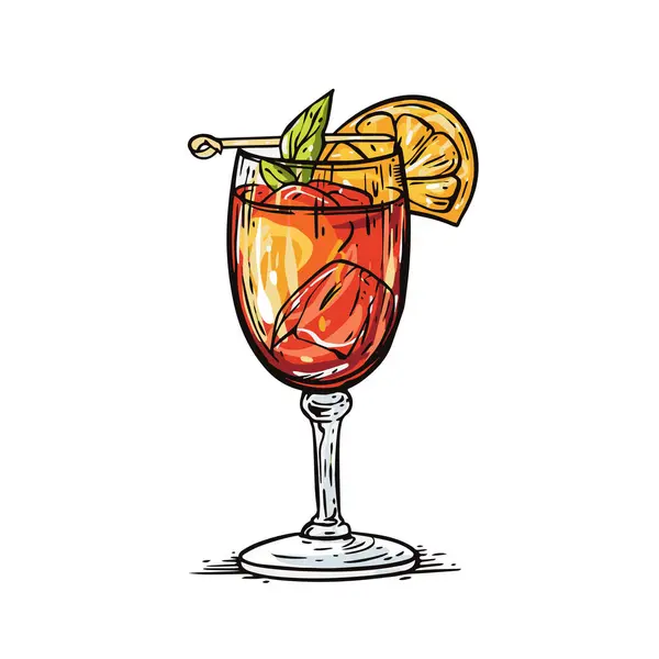 Ручная Рисованная Красочная Вывеска Оранжевый Цвет Рисования Напиток Ломтиком Лимона Векторная Графика