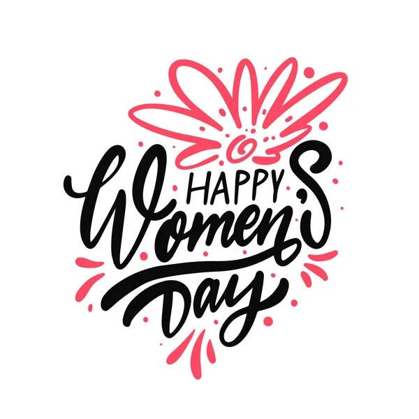 Happy Womens Day Ünnep Felirat Szöveg Virággal Vektorművészet Jogdíjmentes Stock Illusztrációk