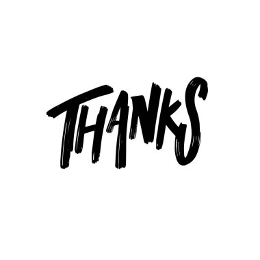 Teşekkürler siyah renkli modern tipografi işareti. Harf metin vektör illüstrasyonu.