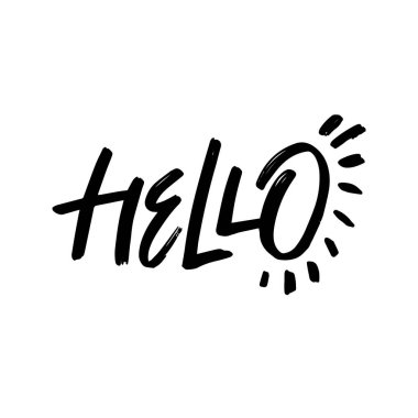 Merhaba mesaj işareti. Modern tipografi harfleri yazı tipi. Siyah renk vektör sanatı.