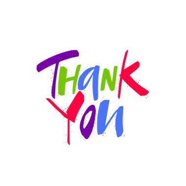 Teşekkürler renk işareti. El çizimi modern harf yazı tipi. Beyaz arkaplanda izole edilmiş vektör sanatı metni.