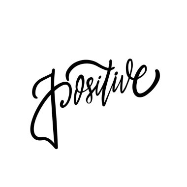 The calligraphy showcases the word Positive in a stylish black font, emanating sophistication and artistry